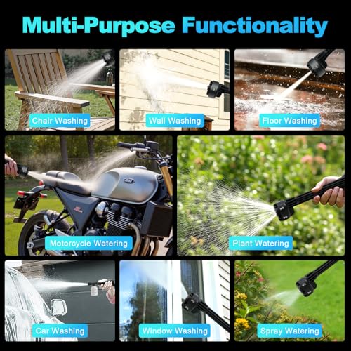 652PSI Cordless Pressure Washer - 2×15000mAh, 6-in-1 Nozzle & 6m Hose, 3 Water Sources(Tap/Bucket/Bottle), w/Stop Valve, Tap Connector & Soap Bottle, Portable Power Washer for Car/Garden/Home