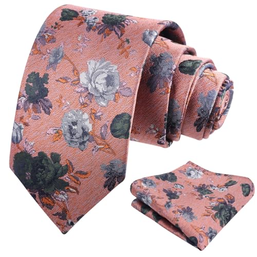 Image of Alizeal Mens 3.15'' Colorful Flower Pattern and handkerchief Necktie Set