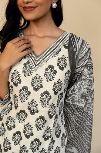 Image of MIRCHI FASHION Women's Straight Fit Pure Cotton Floral Printed Kurta Set with Dupatta and Pant
