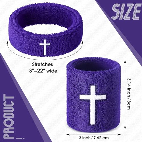 Image of Soulchen 4 pcs Cross Bicep Bands Wrist Bands Christian Arm Sweat Wristbands Absorbent Armband for Men Women Football Baseball Players Sports Activities Supplies