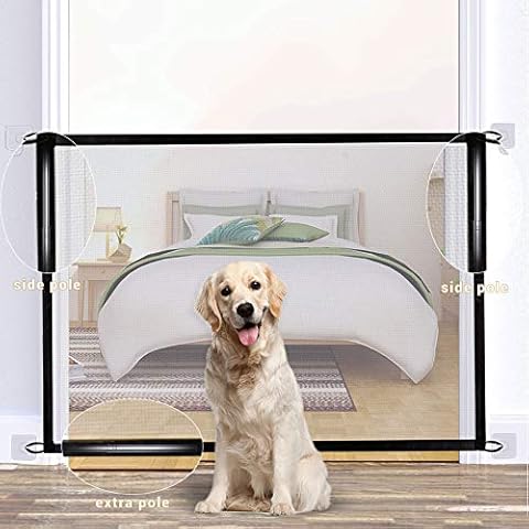 U-picks Magic Gates for Dogs, Portable Mesh Gate with Three Poles Stair Gate Safety Gate for Pets and Babies - 110x72cm Cover