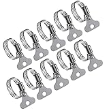 10 Stücke Edelstahl Schlauchschellen Set,SONAIGER Edelstahl Einstellbare Rohrschellen mit Flügelmutter aus Rostfreiem, 16-25mm schlauchschelle für Haus Gas Rohr, Wasser Rohr, Automobil-Tubing, Pool