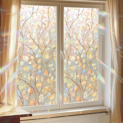 Film de ventana decorativo con diseño hoja de otoño 39x17.5 pulg miniatura 2