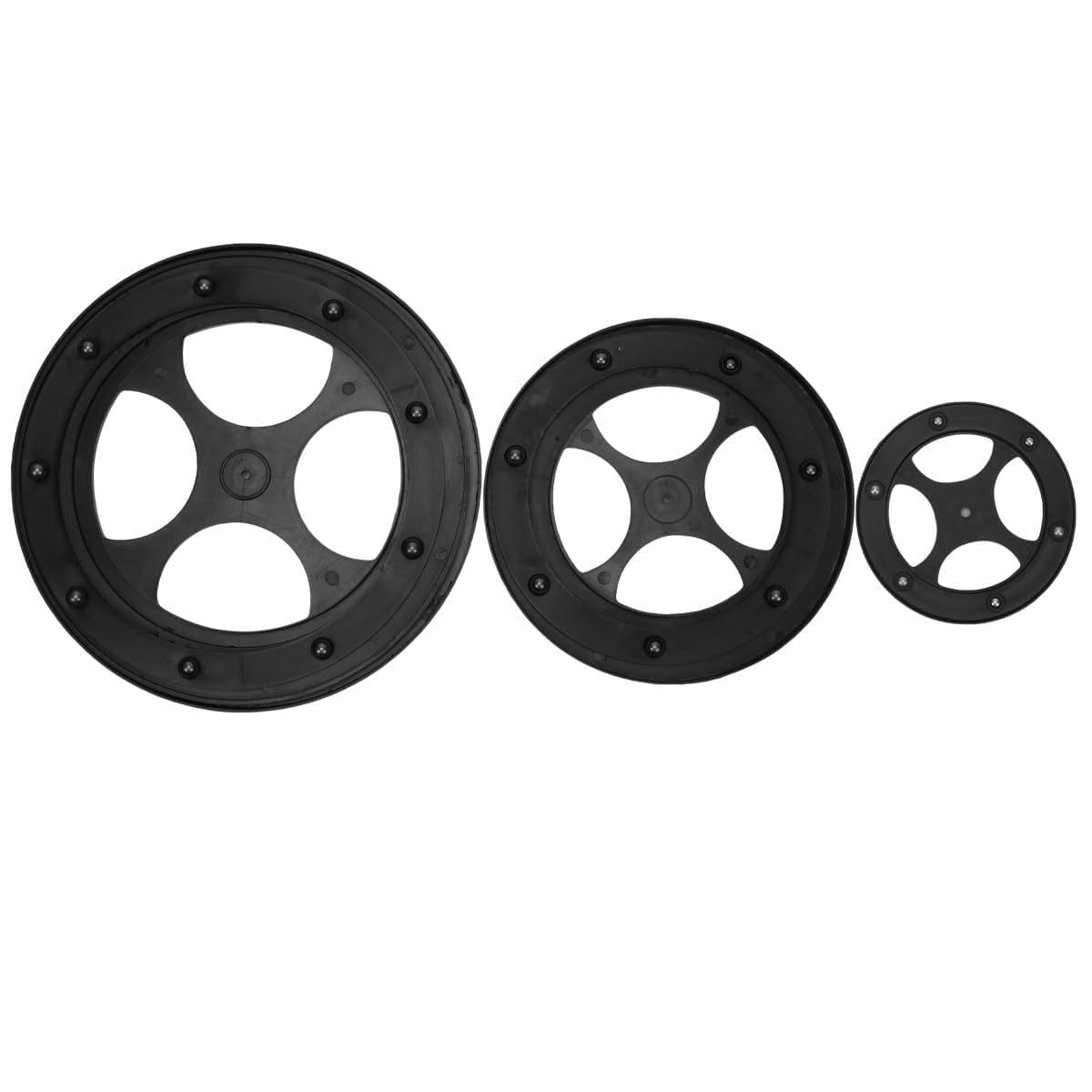Cojinetes de plato giratorio desmontables de plástico negro en pack de 3 piezas para mesas