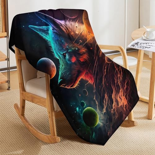 Couverture molleton de flanelle loup pour soirées cocooning au lit