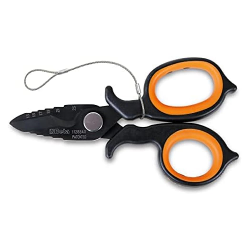 Beta 1128BAX-HS - Forbici per elettricisti a doppio effetto, con profili a fresa in acciaio inossidabile rivestito in dlc H-SAFE