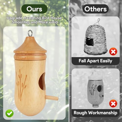 image for Fitraho Hummingbird House, Small Hummingbird Houses for Outside, Woode