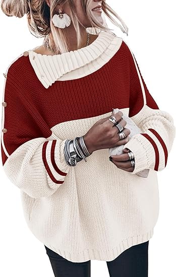 Image of Sweater for Women Winter Turtleneck Long Sleeve Pullover Tops Casual Oversized Knitted Sweaters