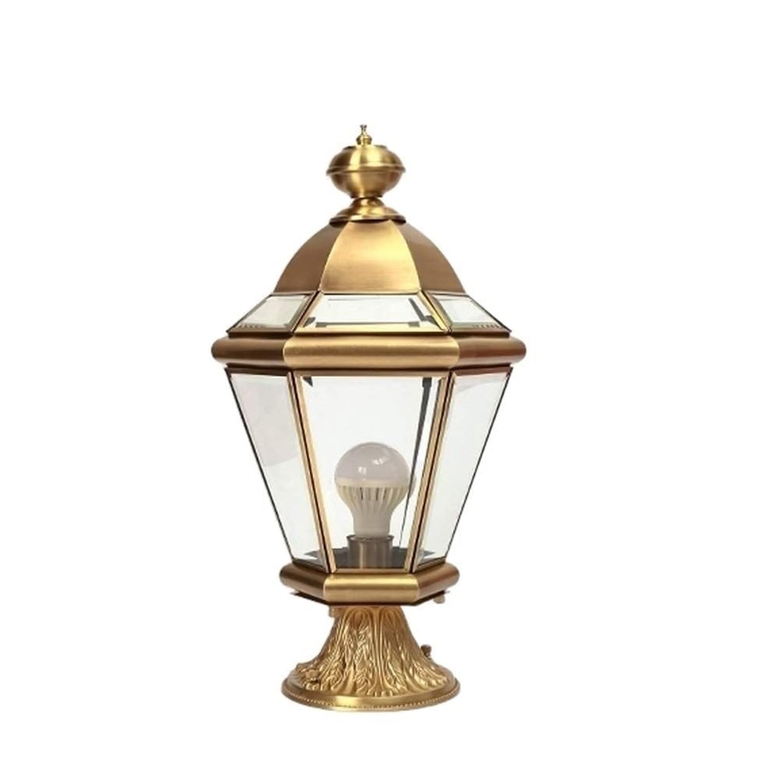 Lámpara de porche de cobre E27 impermeable: farola exterior decorativa para pared y pie