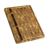 THETCHRY Teak Wood Cutting Boards for Kitchen, Large End Grain Chopping Board Double Sided, Thick Charcuterie Board with Handle, Butcher Block for Meal Prep & Serving with Gift Box, 17"Γ13"Γ1"