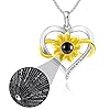 100 Languages I Love You Necklace Heart Necklace for Women Mom Wife Girlfriend You are My Sunshine Sunflower Pendant Necklaces Jewelry for Women Christmas Gifts