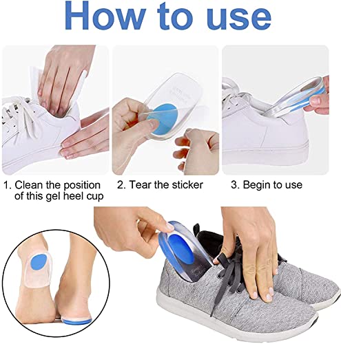 Image of Gel Heel cups Silicone Heel Pad for Heel Ankle Pain, Heel Spur Shoe Support Pad for Men and Women Shock Cushion Pad for Heels -1*Pair (Heel Pad)