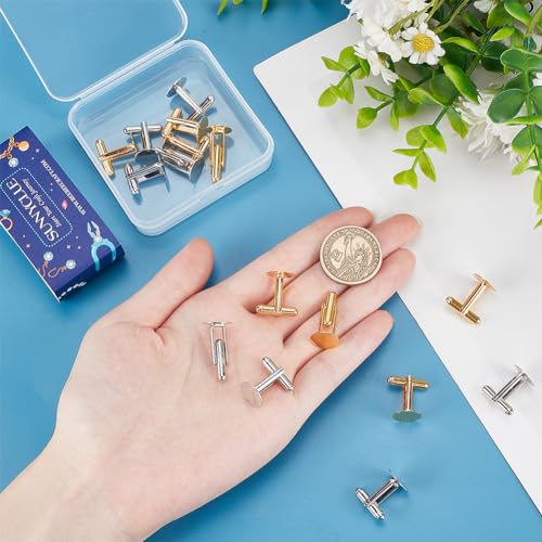 SUNNYCLUE 20Pcs Silver Cufflink Blanks Gold Round Cufflinks Brass Business Tuxedo Tray Bezel Blanks Cufflink Studs Settings for Men's Cuff Links Wedding Banquet Ceremony Business Son Father Regular3