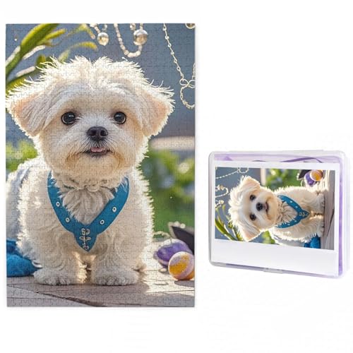 Puzzle per adulti: simpatico cucciolo maltese regalo per la famiglia fornisce un regalo originale e intrigante per qualsiasi interesse, età o abilità. I modelli fustellati casuali sono progettati per tutti i puzzle finiti per compleanno, quindi non ci sono due pezzi uguali