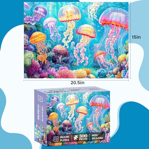 Rompecabezas de 300 Piezas para Adultos, Rompecabezas de Medusas Oceánicas 300 Piezas | Piezas Grandes de Puzzle Submarino para Niños de 8 a 12 Años, Puzzle de Animales Marinos para Jóvenes y Adultos miniatura 4