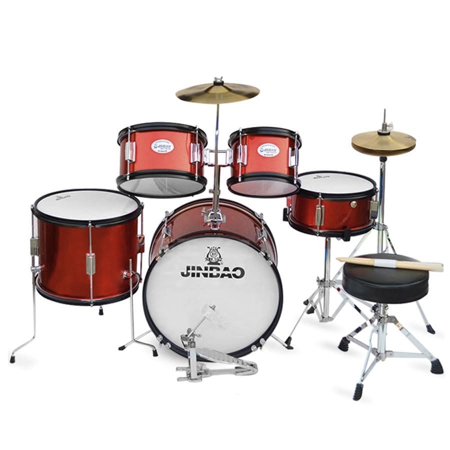 MusicX Jinbao JBJ1046 5-Pieces Junior Drum Set - Red : Amazon.in