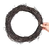 Ochine Black Halloween Wreath Natural Grapevine Wreath Halloween Decoration Christmas Wreath Twig Rattan Wreath Ring Decorative Door Garland DIY Craft Front Door Wall Hanging or Wedding Decor