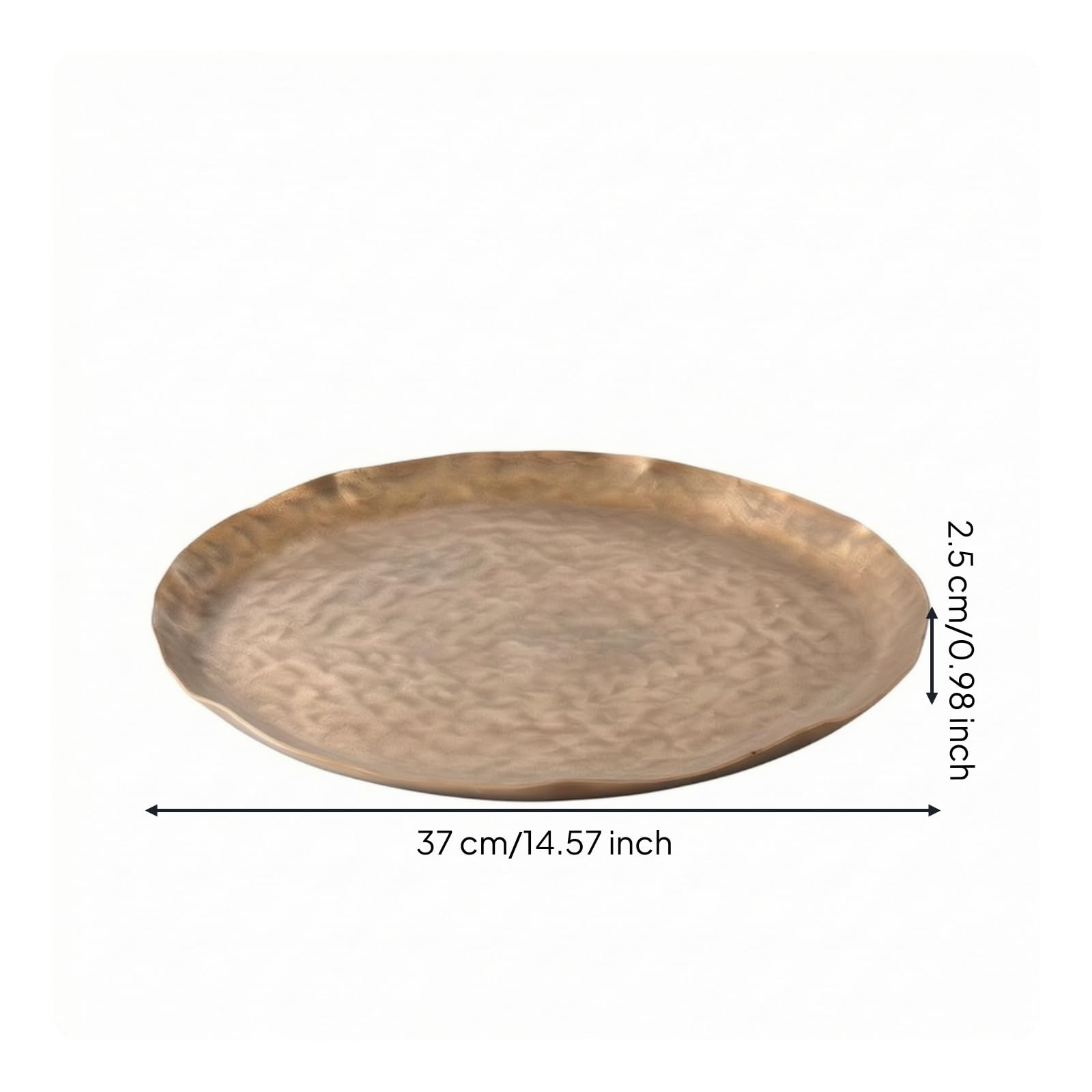 Vassoio in Alluminio Irregolare Piatto Artigianale Contenitore per Salotto, Oro, size to 1