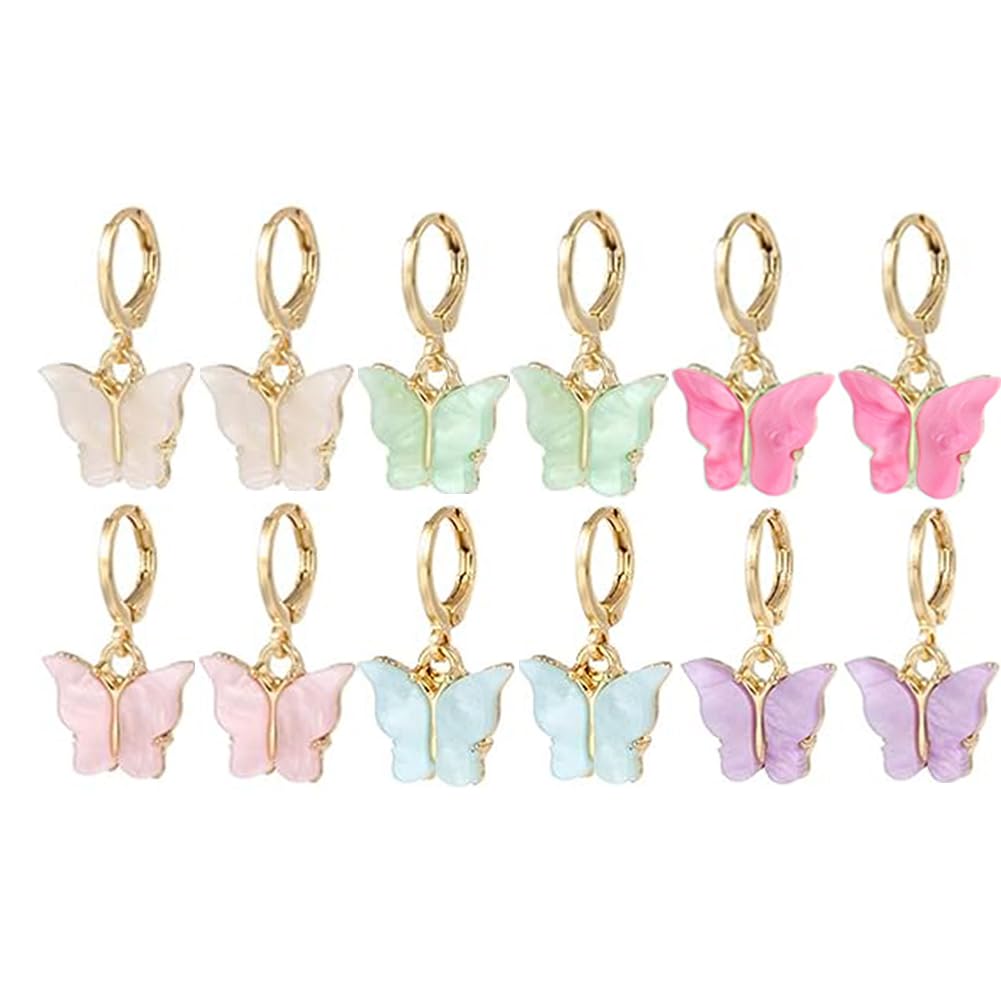 Butterfly Earrings Tiny Hoop Earrings Colorful Acrylic Butterfly Earrings For Women