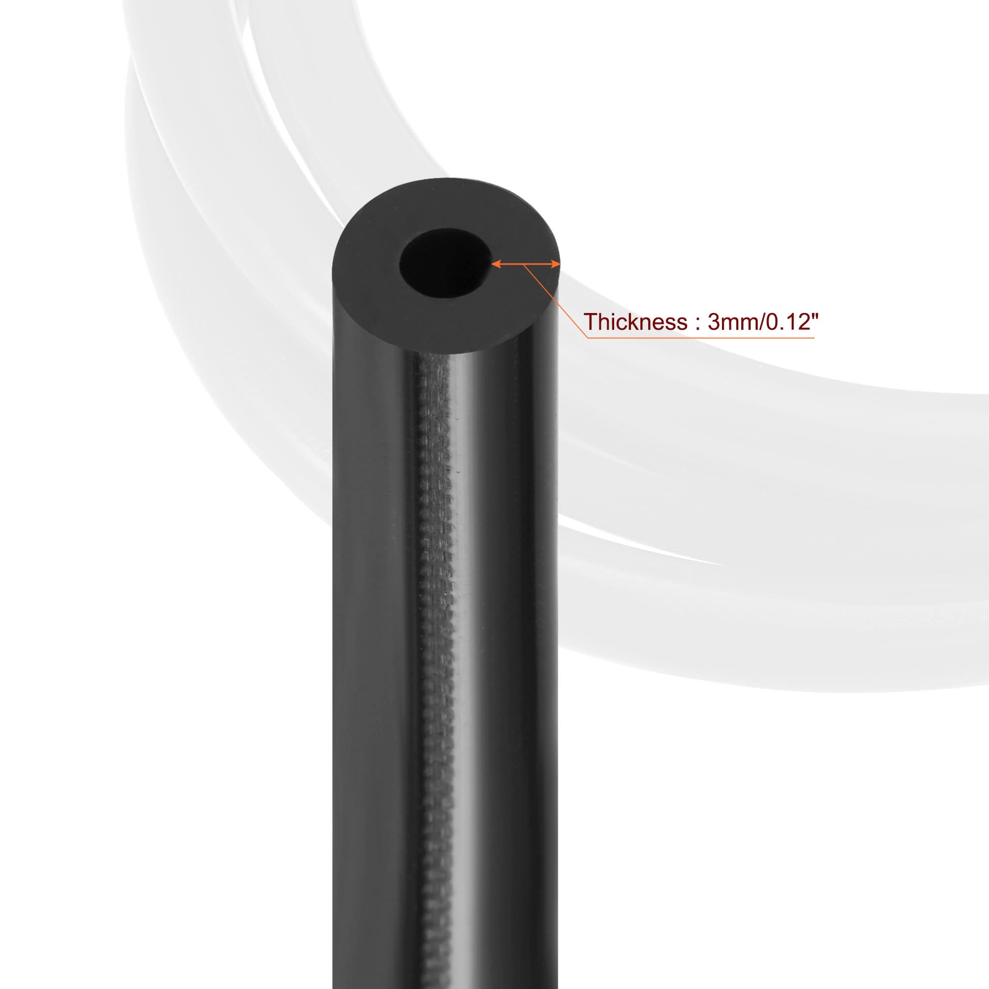 sourcing map Vacío Silicona Tubo 4mm ID 10mm OD 3mm Pared Grosor Manguera Motor 1,5M Negro