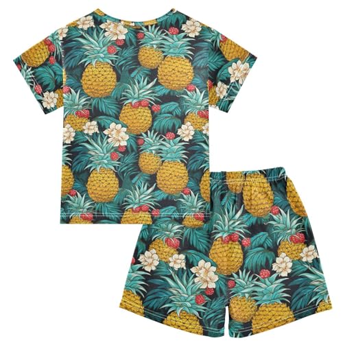 ALAZA Cute Pineapples Pajama Set Short Sleeve Sleepwear Soft Lounge Nightwear2