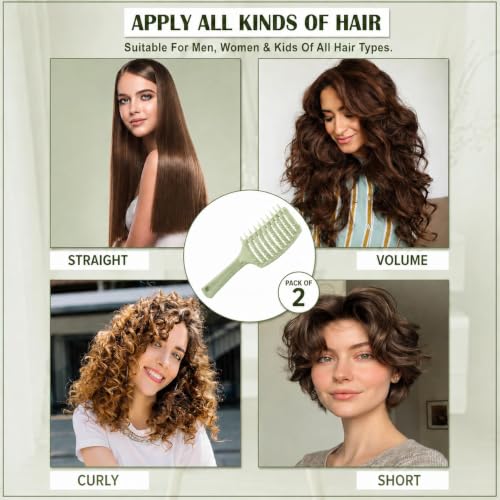 Image of Detangling Hair Brush for Wet & Dry Hair, Flexible Vented Styling Comb with Ball Tip Bristles for Curly, Wavy & Straight Hair, Scalp Massage Grooming Tool for Women Men Kids