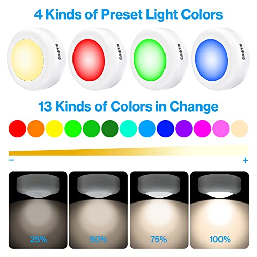 Cadrim RGB Schrankleuchten mit 2 Fernbedienung,LED Schrankbeleuchtung Nachtlicht Schranklicht 13 Farben RGB Schrank Lichter,Batteriebetriebene Schrankleuchten Beleuchtung Dimmbar (weiß 3)