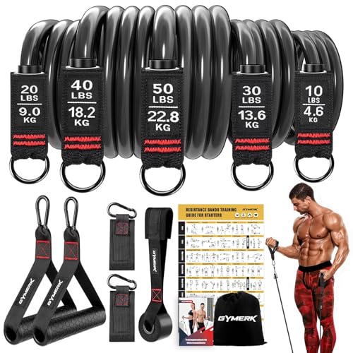 GYMERK Resistance Bands Set, Expander Fitness Mit Gummigriffe, Tr...