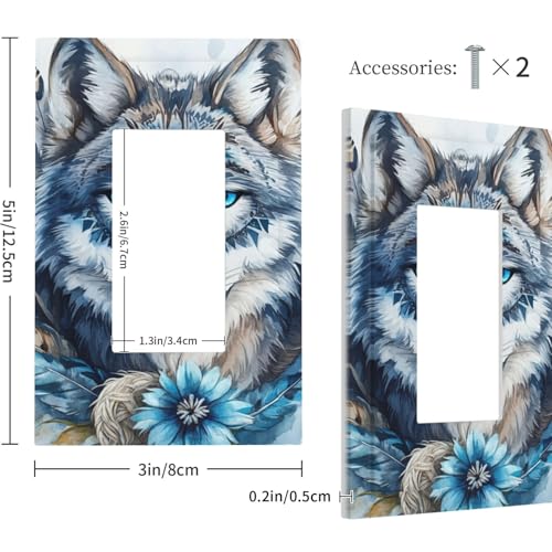 Placa de pared GFCI de lobo con ojos azules para interruptor basculante individual 4