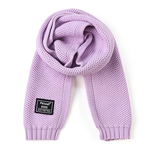 Image of PESAAT Kids Winter Infinity Scarf Knit Cotton Toddler Boy Girls Scarves