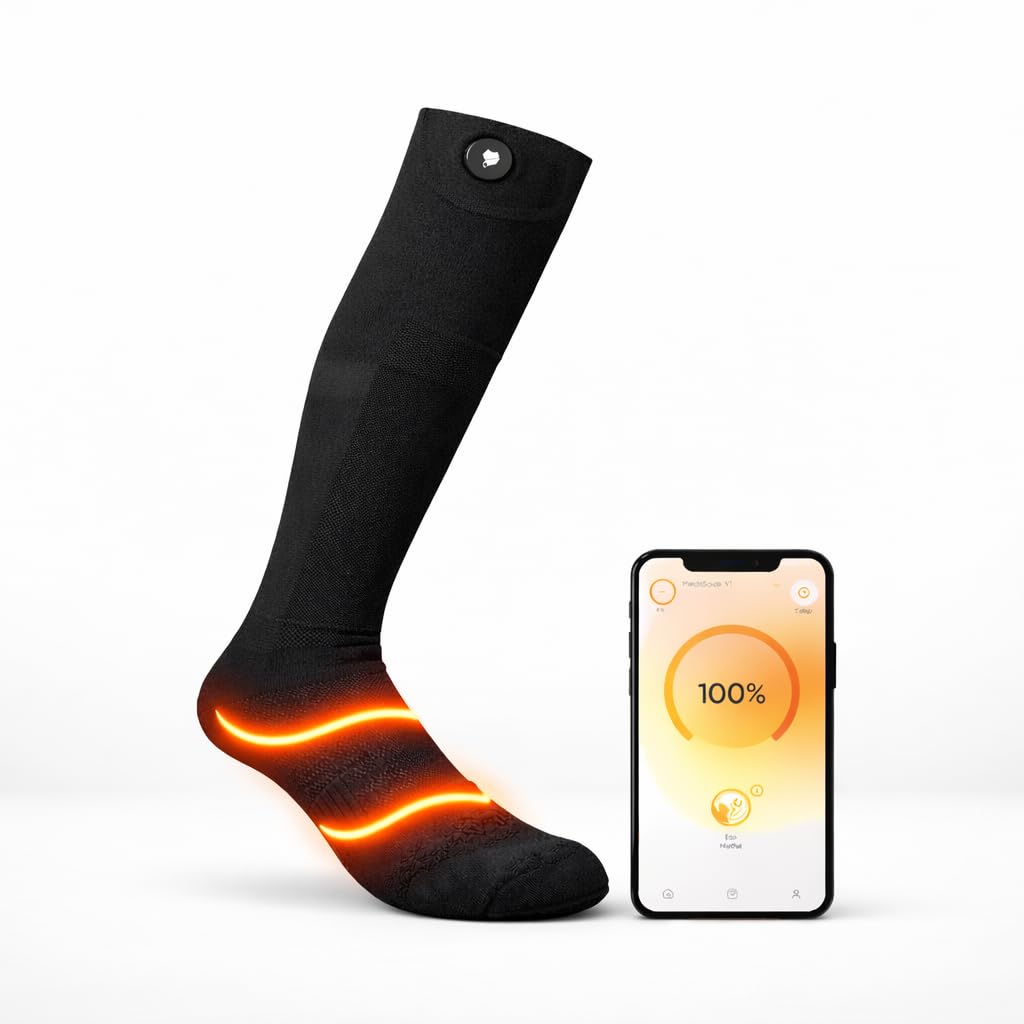 Vulpés HeatSock V1 PRO – Intelligente beheizbare Socken mit App-Steuerung | 360° Wärme | Für Arbeit, Outdoor & Wintersport