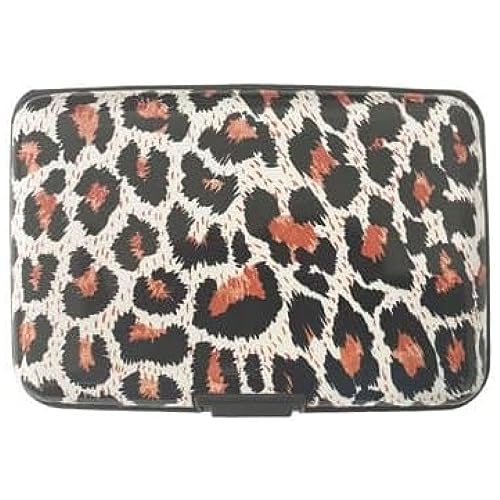 Lizzy Aluminium Credit Card Holder Security Wallet Business Case Protector Travel (Orange Leopard)