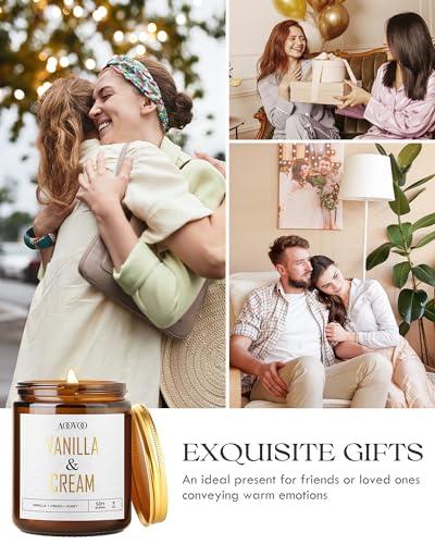 Image of AOOVOO Vanilla Cream Candles - 9 oz Scented Candles, Aromatherapy Candle, Soy Candle for Home Scented