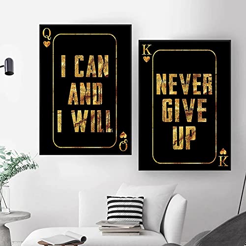 Tableau motivation bureau et salon | Toile inspirante ne jamais abandonner 30x40cm x2