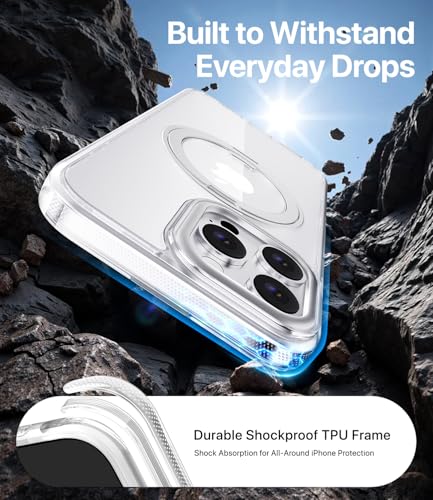 Image of for iPhone 14 Pro Max Case, Compatible with MagSafe, Slim Shockproof Military-Grade Rugged Protective Case with Stand, Camera Control, Comfort Grip (C-Clear, iPhone 14 Pro Max)