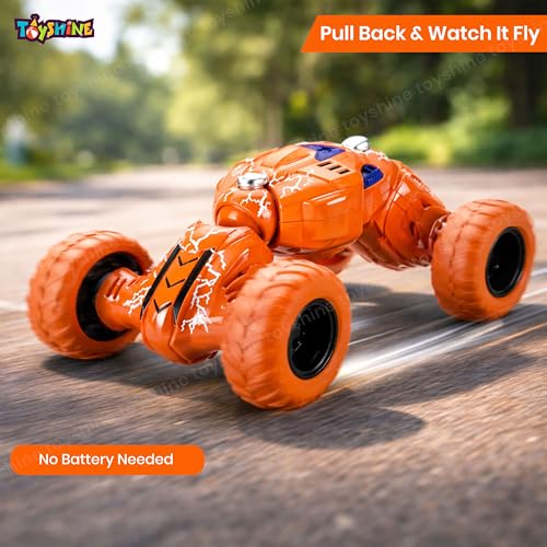 Image of Toyshine Pull Back Friction Powered Telescopic DTX Toy Car Off-Road Non Electric Stunt Toy Gift for Babies Toddlers Kids Boys Girls Age 2+, Multicolor