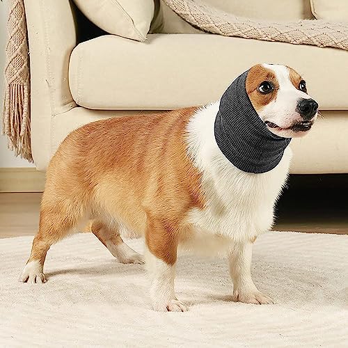 Image of No Flap Ear Wraps for Dogs, Stretchy Dog Ear Muffs, Ear Cover Dog Ear Scarf for Anxiety Relief and Calming