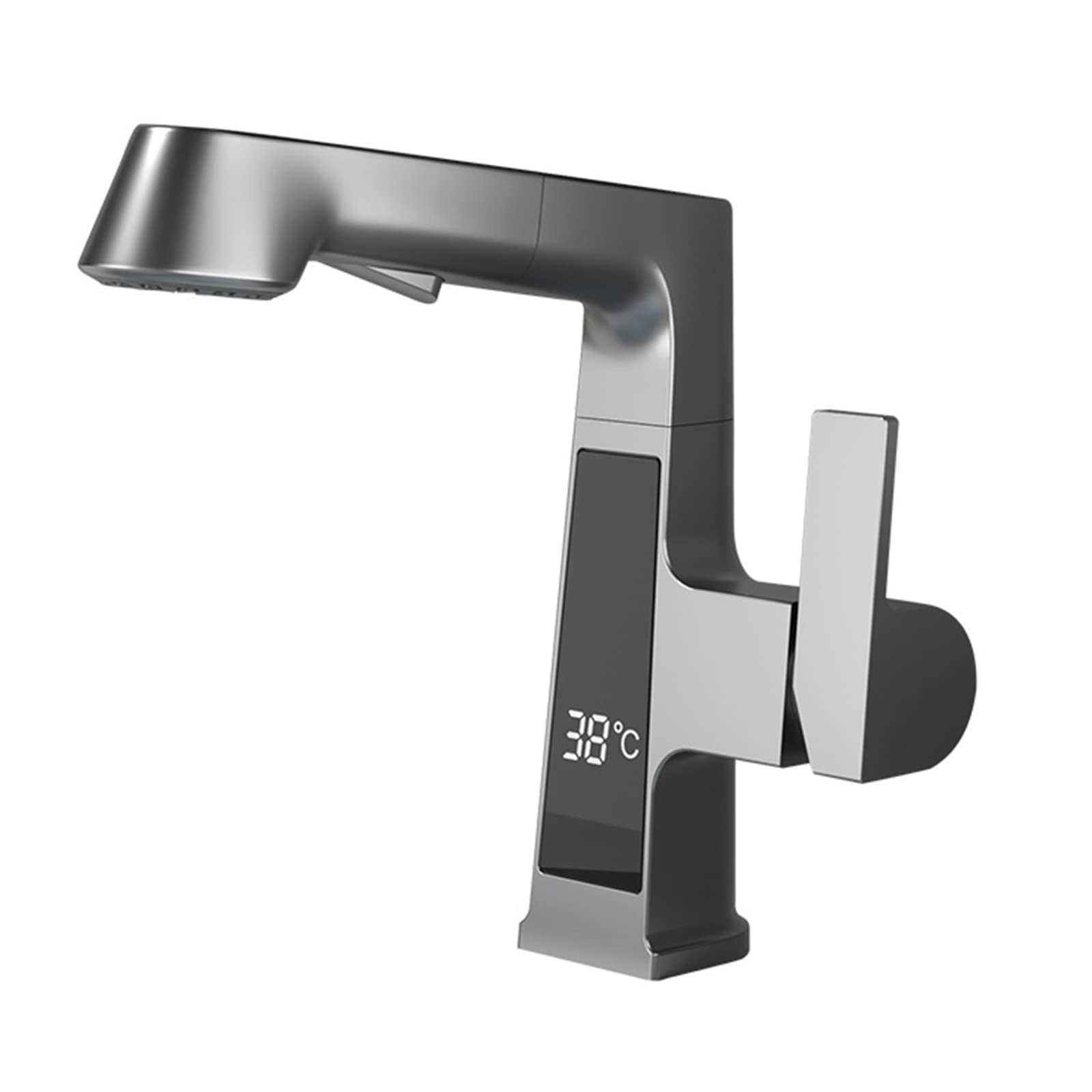Robinet de lavabo extractible et pivotant à 360° avec affichage digital de température
