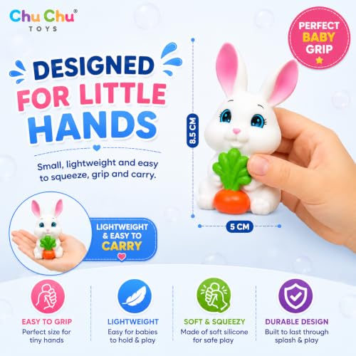 Image of Prime Brands Chu Chu Toys Silicone Baby Bath Toys for Kids | Soft Squeeze Animal Bath Toys | BPA Free, Safe & Non-Toxic | Water Play, Sensory Toy for Babies, Toddlers & Kids (6 Pcs)