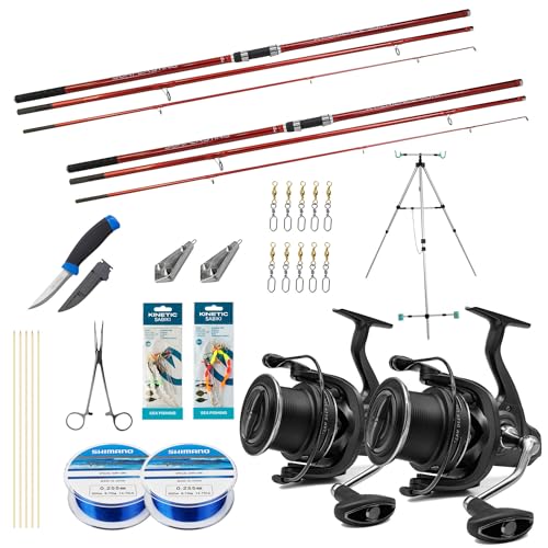 Due canne da pesca resistenti – 4,20 m – 100 – 200 g