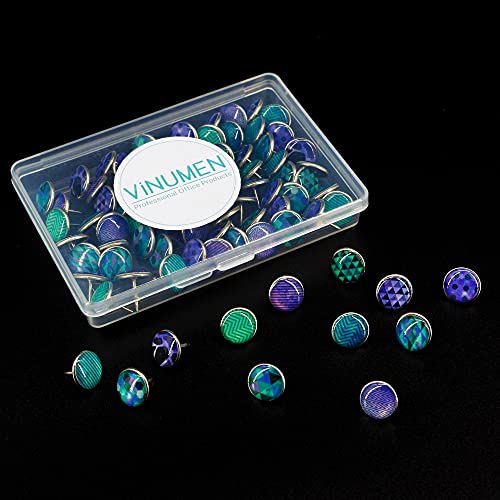 Decorative Creative Fashion Steel Push Pins For Bulletin Board,Cork Boards Or Photos Wall, Maps 84 Pcs (Purple Geometric Watercolor) #TOP3