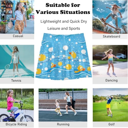 visesunny Girl's Golf Skirt Athletic Cartoon Duck Swimming Tennis Skort Sport Activewear with Double Layer Pockets4