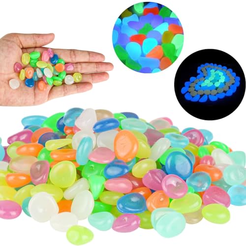 300 Leuchtsteine Bunt - Fluoreszierende Kieselsteine | Für Garten & Aquarium