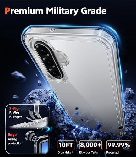 Image of FNTCASE for Samsung Galaxy A17-5G Case: Galaxy A16 5G Clear Case Military Grade Drop Protection Anti Yellowing Cell Phone Cover - Rugged Shockproof Protective Bumper Transparent Cases(Clear)