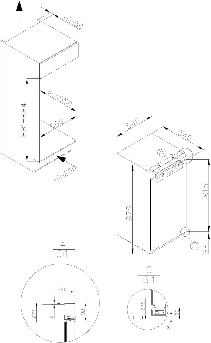 Amica Einbau Gefrierschrank 100 L 87,1x54x54 cm FrostControl EGS 16183-1