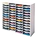 Fellowes 48 Compartment, Light Duty Literature Organizer with Corrugated Cardboard Shelves and Sturdy Surround, Dove Gray