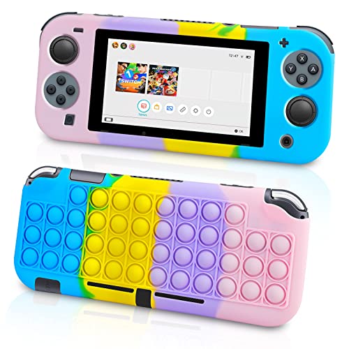 Coolden Fidget Pop Push Bubble Étui Compatible avec Nintendo Switch Lite Protection Étui Housse Anti-Stress Silicone Coque pour Enfants Anti-Rayures Protection Coque pour Switch Lite 5.5 (Rose)