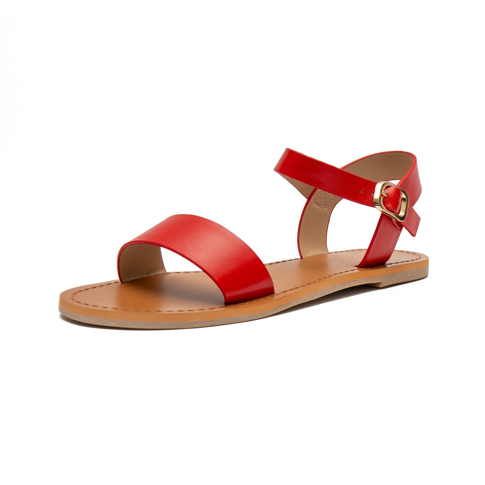 ONEENO Women's Casual Leather Flat Sandal