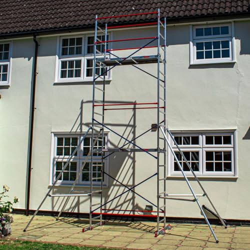 Home Master DIY Scaffold Tower | Aluminium At-Home Scaffolding | 150kg Load Capacity Quick Assembly Trapdoor Platform | 6m