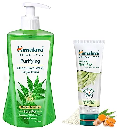 Image of Himalaya Purifying Neem Face Wash, 400 ml & Himalaya Herbals Purifying Neem Pack, 100g